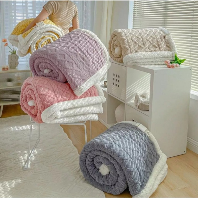Cobertor Manta Glamour Casal Dupla Face com Sherpa