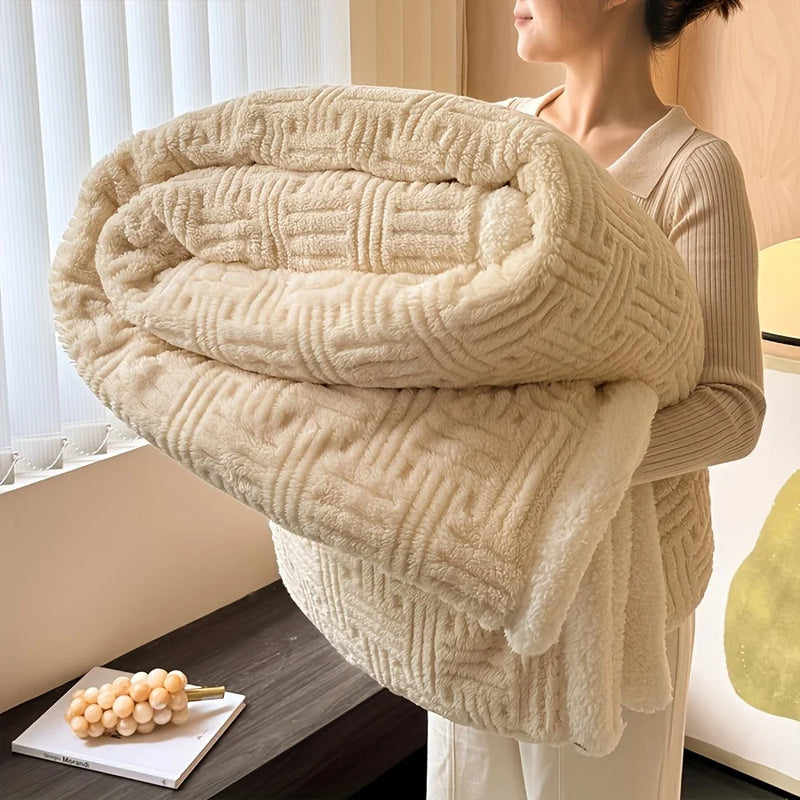 Manta Doble Deluxe Vintage – Toque de Felpa e Lã