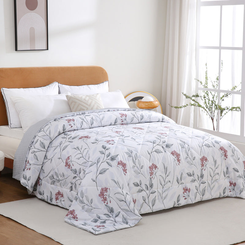 Edredom Sono Leve – Estampado Floral Grid Cinza