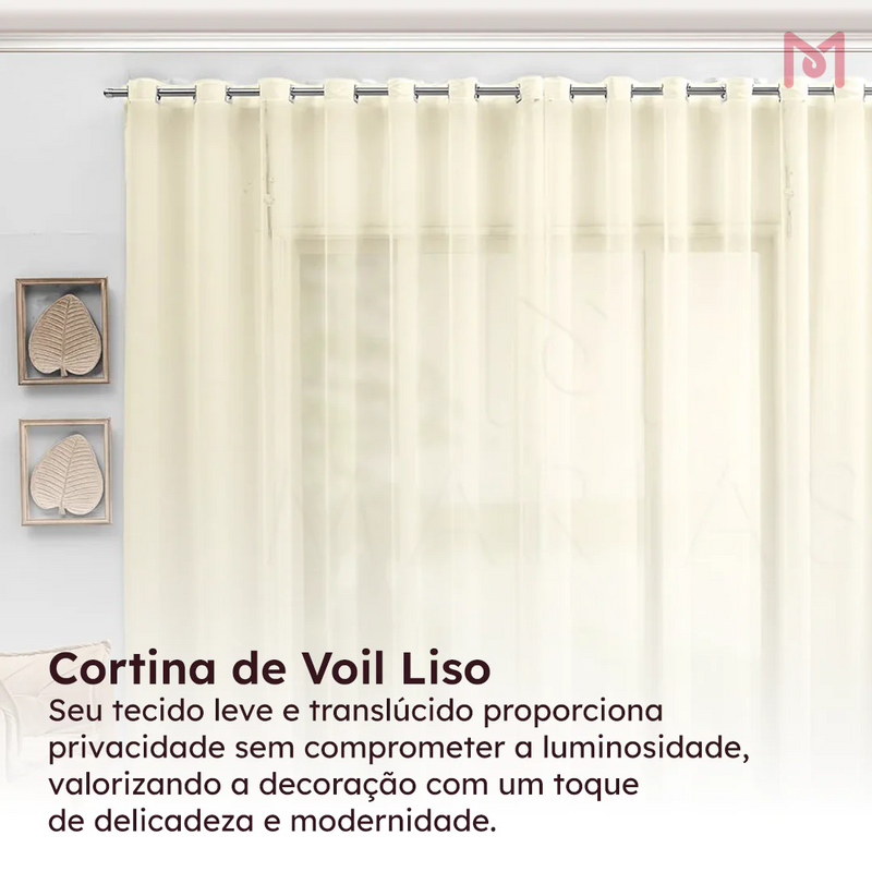Cortina de Voil Liso para janela quarto e sala