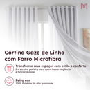 Cortina Gaze de Linho com Forro Microfibra Para Janela Quarto e Sala