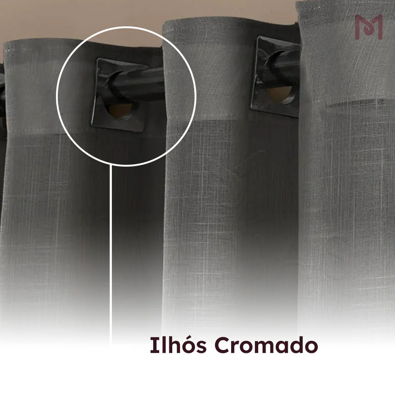 Cortina Gaze de Linho Sem Forro Para Janela Quarto e Sala